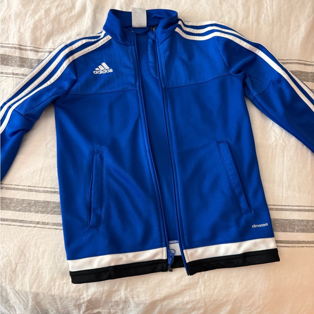 Adidas Blue Track Jacket with Iconic Stripes